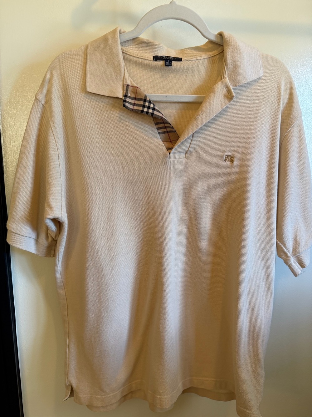 Burberry Beige Polo with Signature Check Placket - Picture 2 of 7